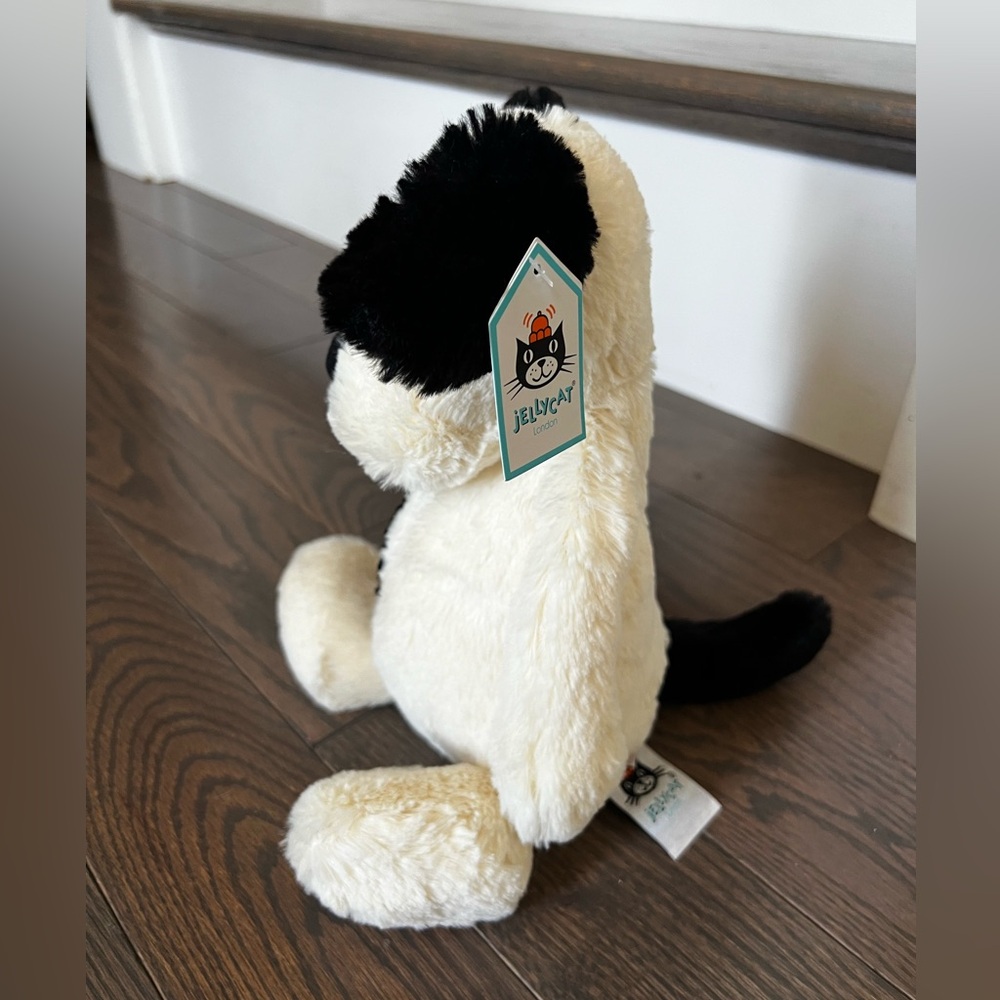 Jellycat Bashful Black & Cream Puppy - Medium 12” - Picture 4 of 12